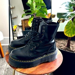 Dr. Martens black pleather Jadon combat boots. Size 7.
